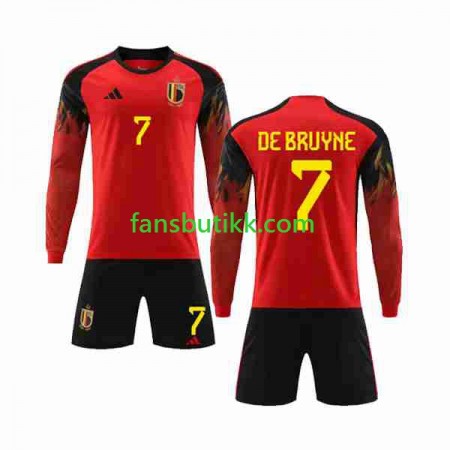 Fotballdrakt Belgia De Bruyne 7 Barn Hjemmetrøye World Cup 2022 Langermet